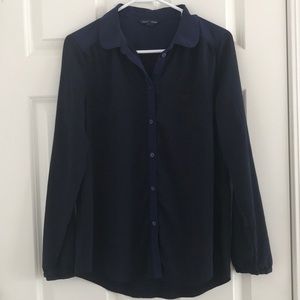 AEO Color Block Button Down Blouse